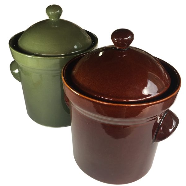 5L Fermenting Crockpots in brown and olive green